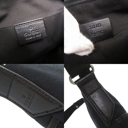 Gucci 147671 GG Canvas Leather Black Shoulder Bag Black 1168 Gucci