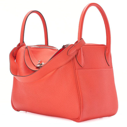 Hermes Lindy 30 2-way Shoulder Bag Taurillon Clemence Orange Poppy Orange Poppy