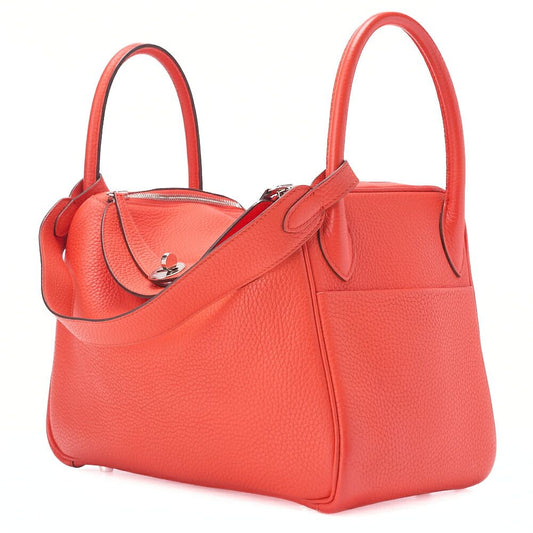 Hermes Lindy 30 2-way Shoulder Bag Taurillon Clemence Orange Poppy Orange Poppy