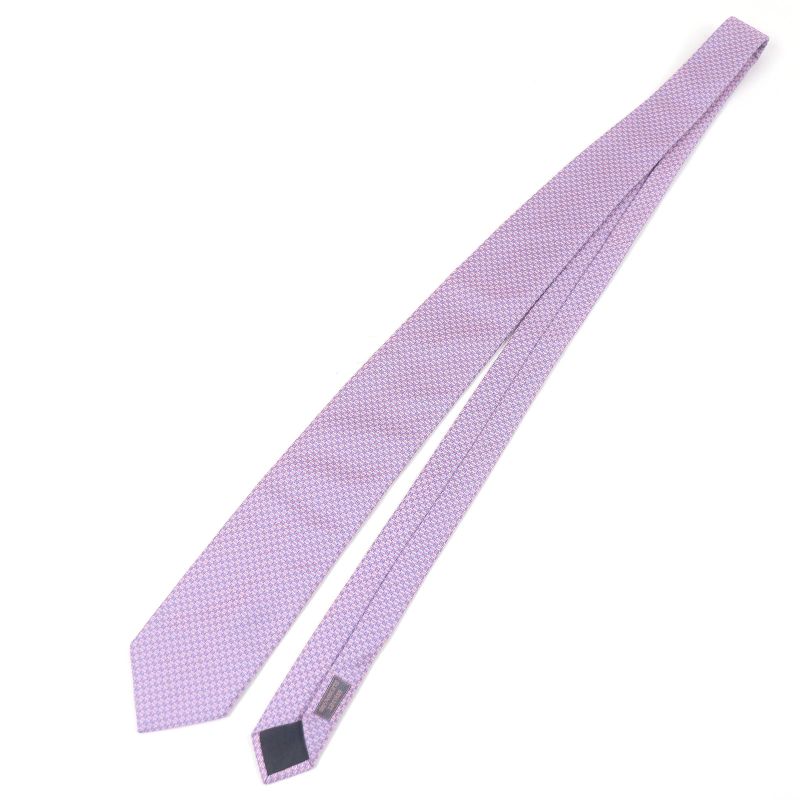 Hermes 659128t 100% Silk H Logo All-over Pattern Silk Twill Tie Regular Tie