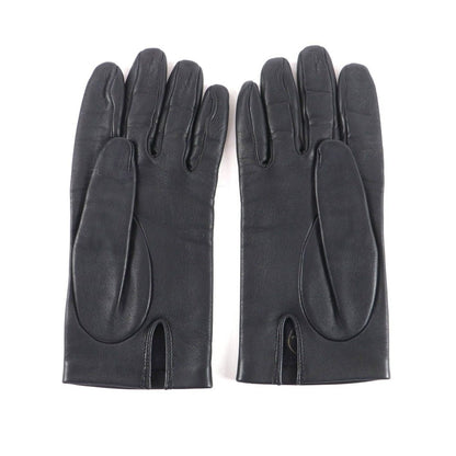 Hermes Lining Silk H Logo Lamb Leather Gloves Black 7.5 — view 4