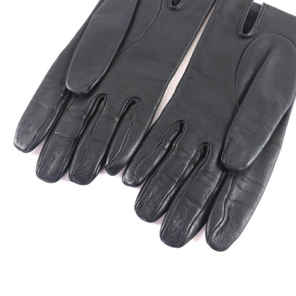 Hermes Lining Silk H Logo Lamb Leather Gloves Black 7.5 — view 6