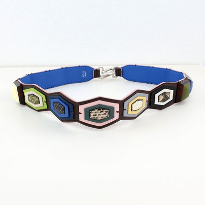 Fendi Strap Yu-croc Brown Blue-pink Multicolor-shoulder-strap