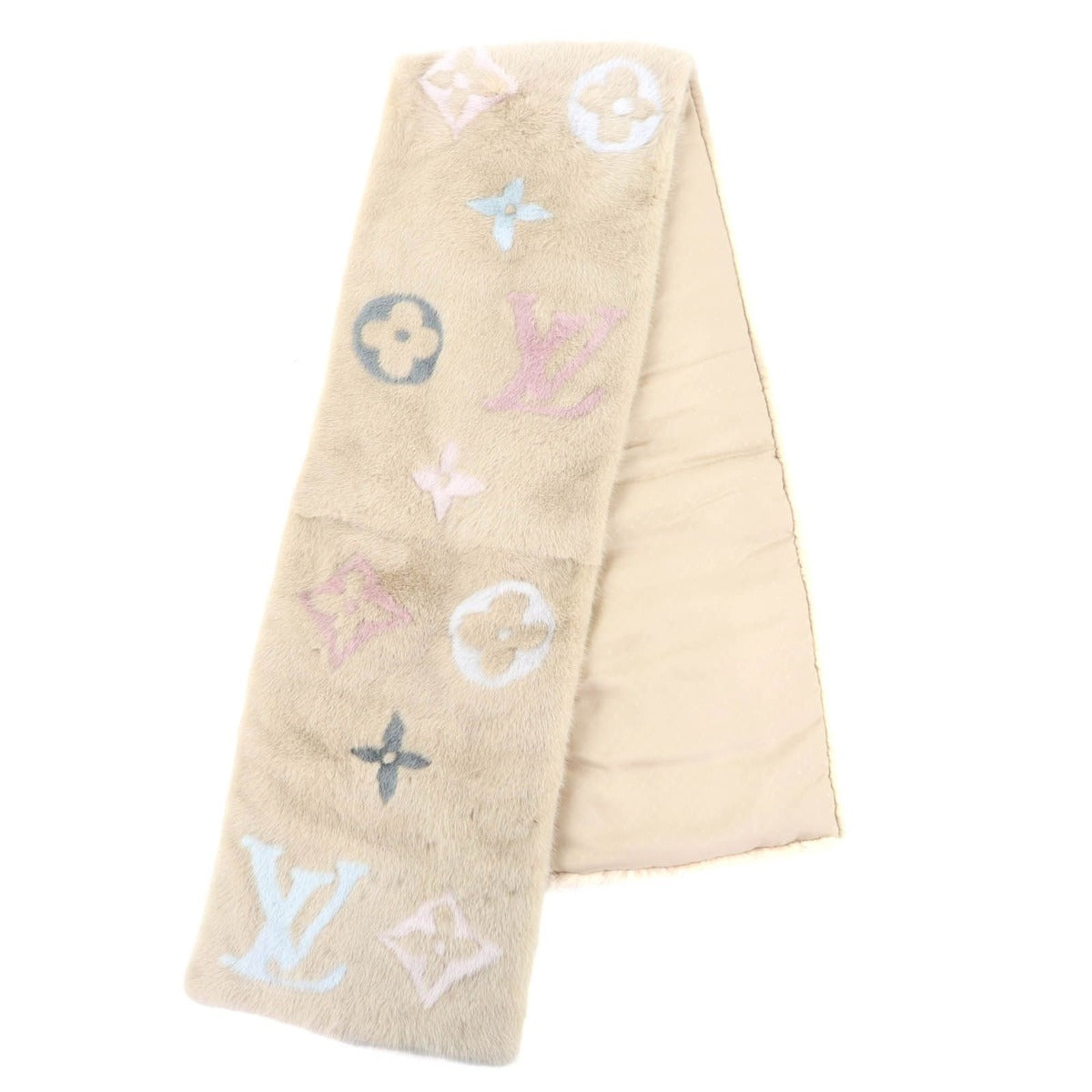 Louis Vuitton Echarpe Mink Glam Lining 100% Silk Monogram Scarf