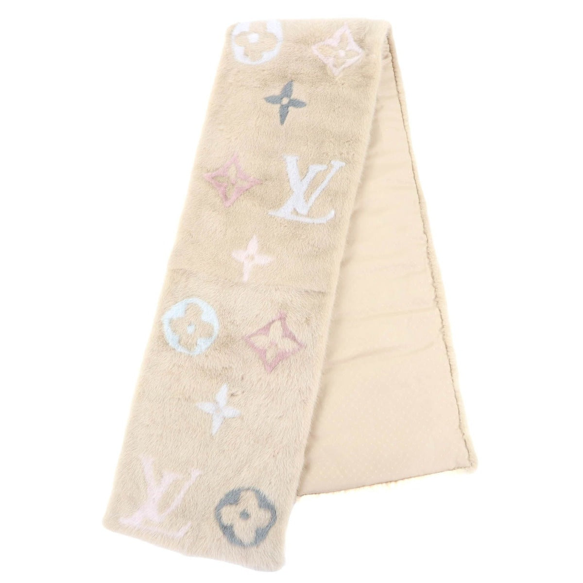 Louis Vuitton Echarpe Mink Glam Lining 100% Silk Monogram Scarf — view 2