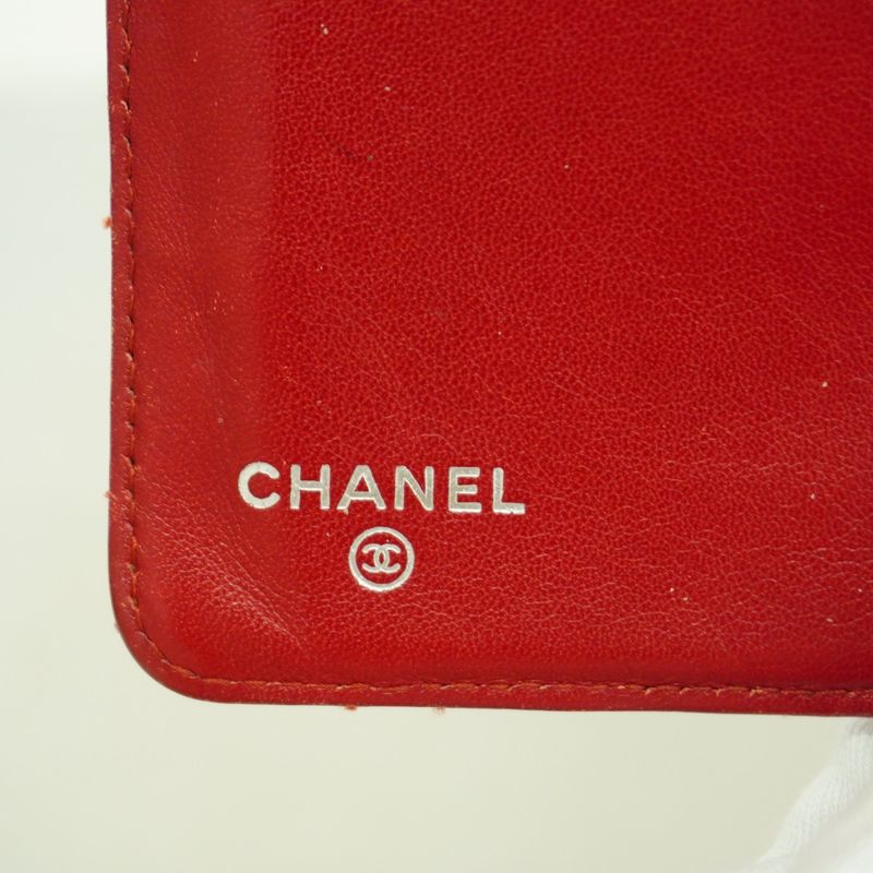 Chanel Wallet Matelasse Brilliant Patent Leather Red Silver Hardware Women