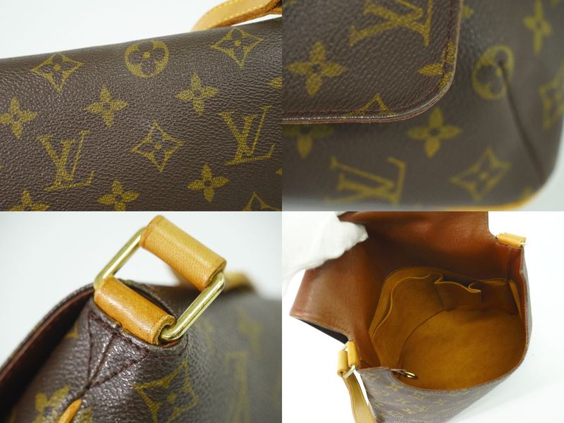 Authentic Louis Vuitton LV Musette Monogram Shoulder Bag Pochette Brown M51256