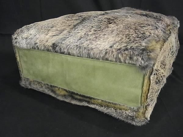 Chanel Coco Mark Rabbit Fur Tote Handbag With Pouch Ladies Grayish As4316