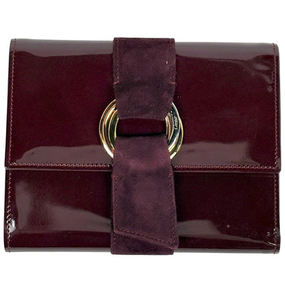 Cartier Trinity Trifold Wallet Billfold Coin Purse Enamel Bordeaux