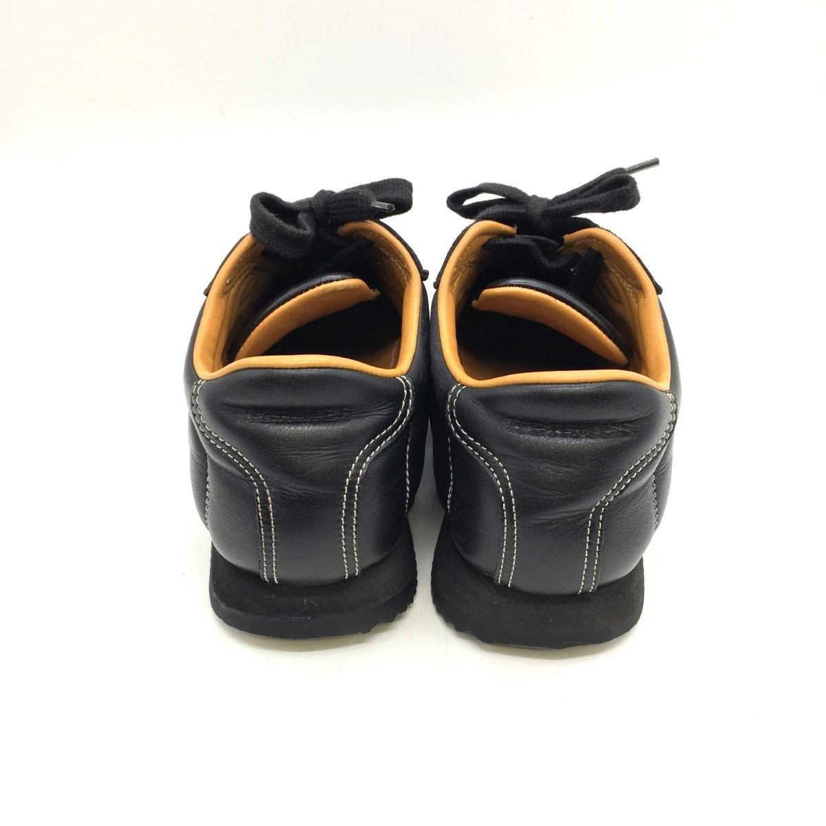 Hermes H Logo Cowhide Calf Classic Black Low Cut Sneakers Women's Black Size