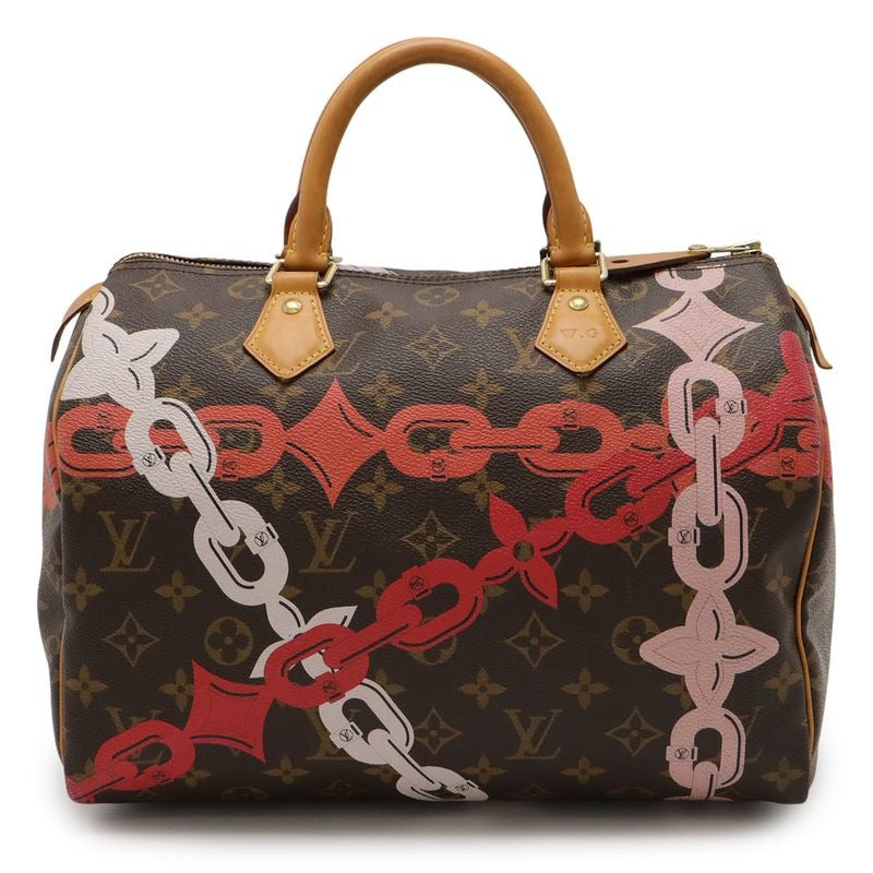 Louis Vuitton Monogram Bay Speedy 30 Chain Print Handbag Mini Boston Bag