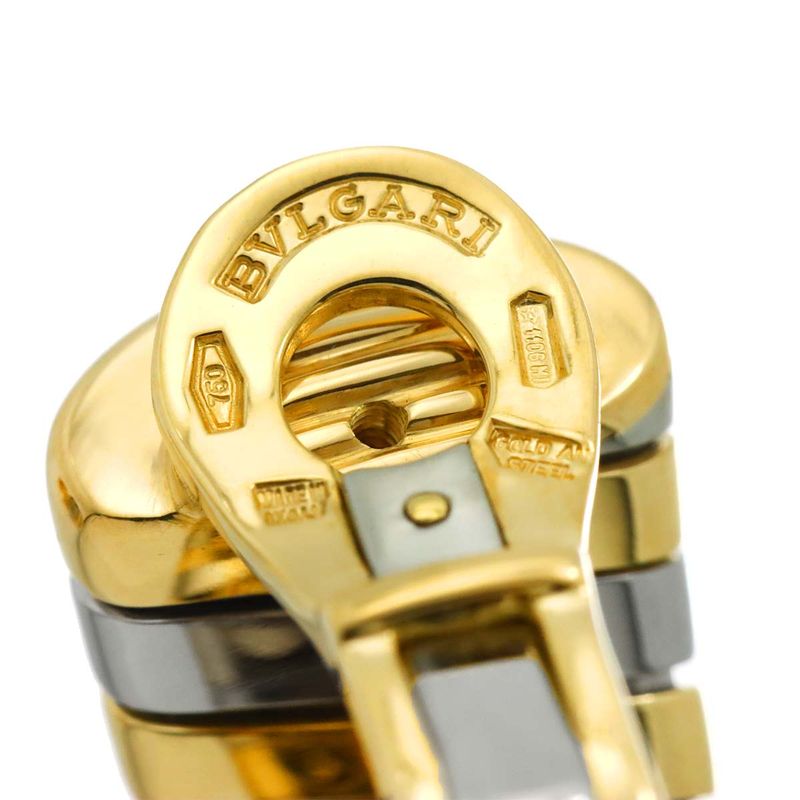Bulgari Bvlgari Tubogas Earring 18K YG Yellow Gold 750 SS Earrings Clip On