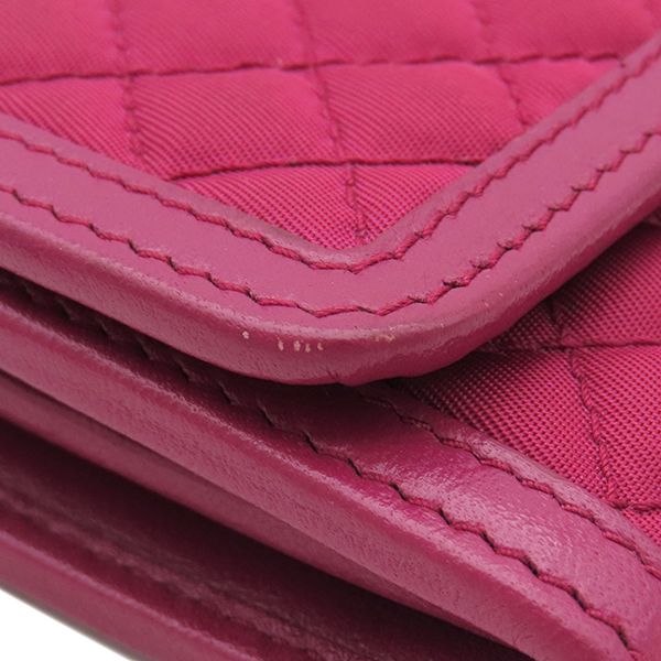 Prada Long Wallet Tessuto Quilted Wallet Nylon Ibisco Gold Hardware Red Fold