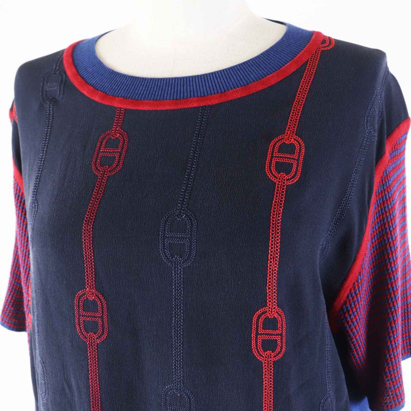 Hermes 23SS 3e2810dv Silk Chaine D'ancre Short Sleeve Knit/ Short Sleeve Knit