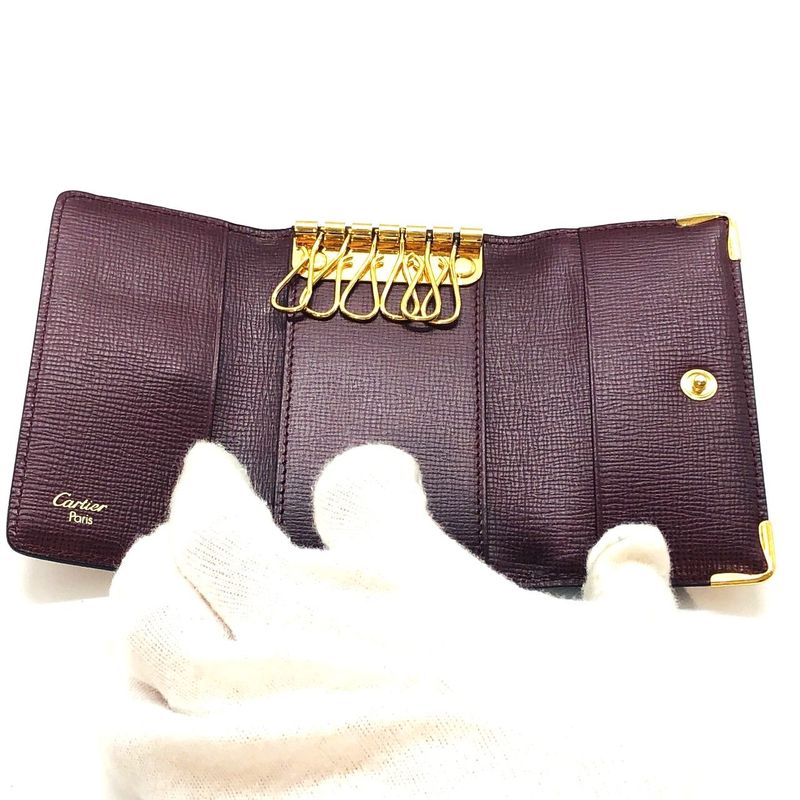 Cartier Key Case 6 Bridges L3000156 Must Line Leather Red Hardware Gold