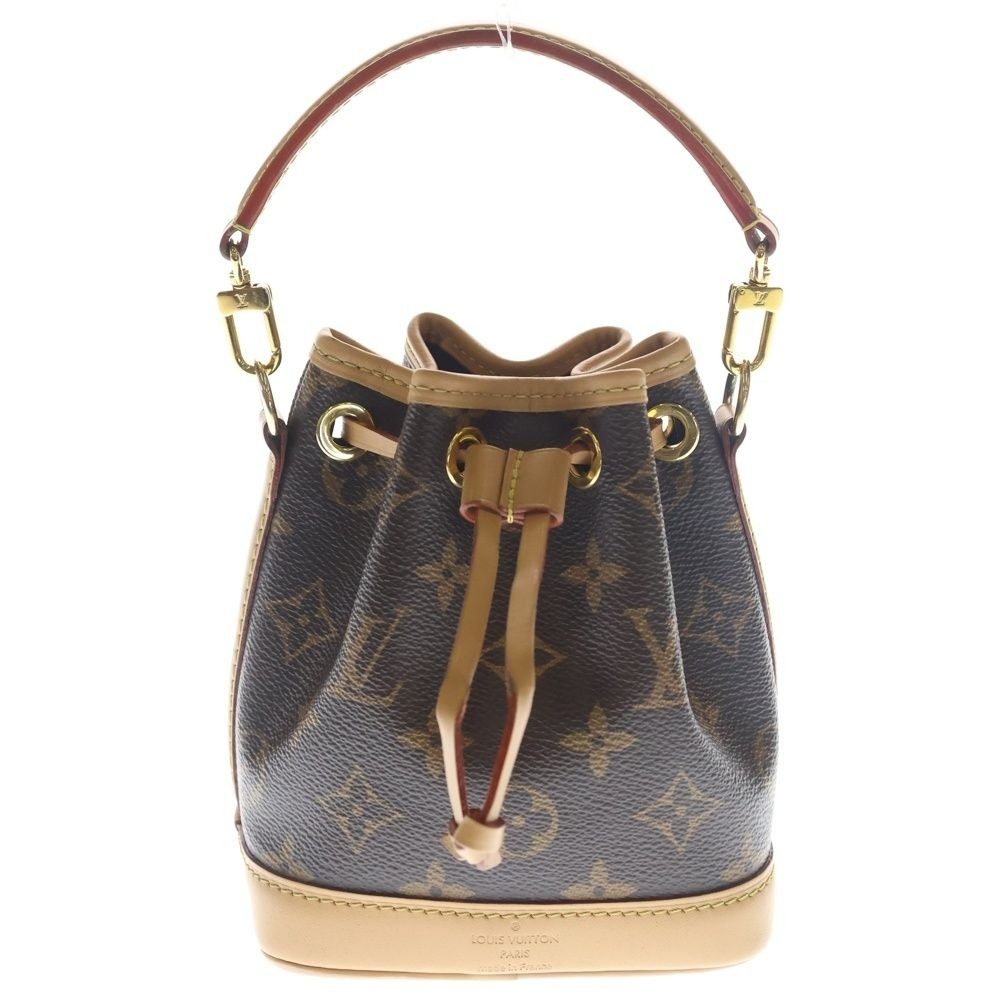 Louis Vuitton Monogram Nano Noe Leather 2-Way Shoulder Bag Gold Brown
