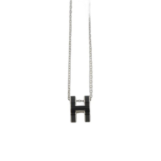 Hermes Pop Necklace Black Silver