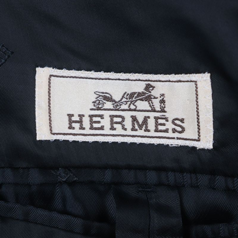 Hermes Wool Sheepskin Glen Check Belted Coat Brown 46 Genuine