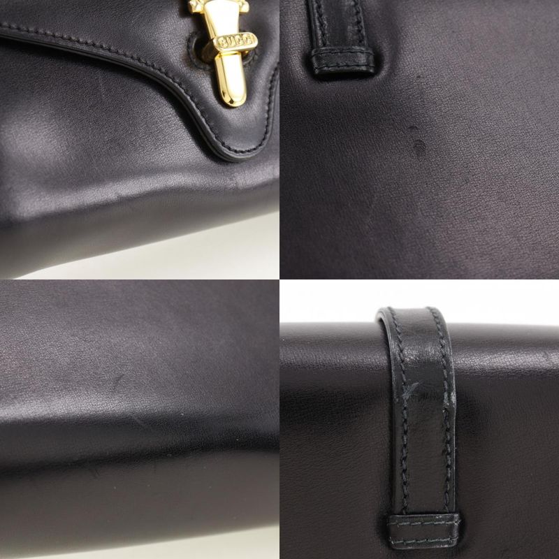 Gucci Old Gucci 2WAY Clutch Calf Black Ladies Shoulder Bag