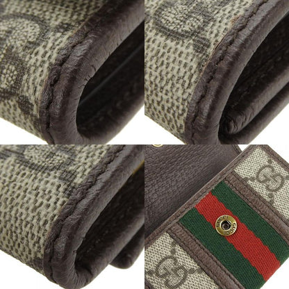 Gucci Key Case Off Deer 603732 Sherry GG Supreme Canvas Leather Beige Green Red