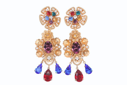 Dolce & Gabbana Earrings Brass Faux Pearl Rhinestone