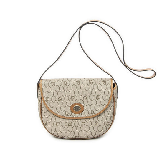 Dior Vintage Flap Crossbody Beige Honeycomb Canvas