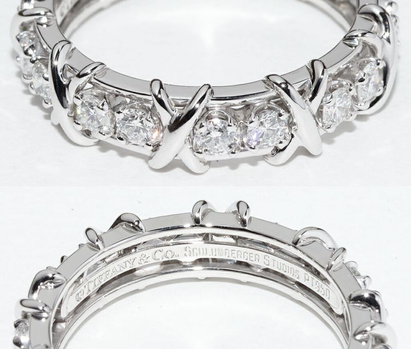 Tiffany & Co Pt950 Ring With Diamonds Totaling 129ct Jean Schlumberger 18 Stone