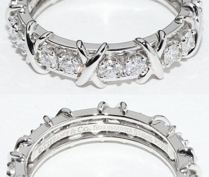 Tiffany & Co Pt950 Ring With Diamonds Totaling 129ct Jean Schlumberger 18 Stone