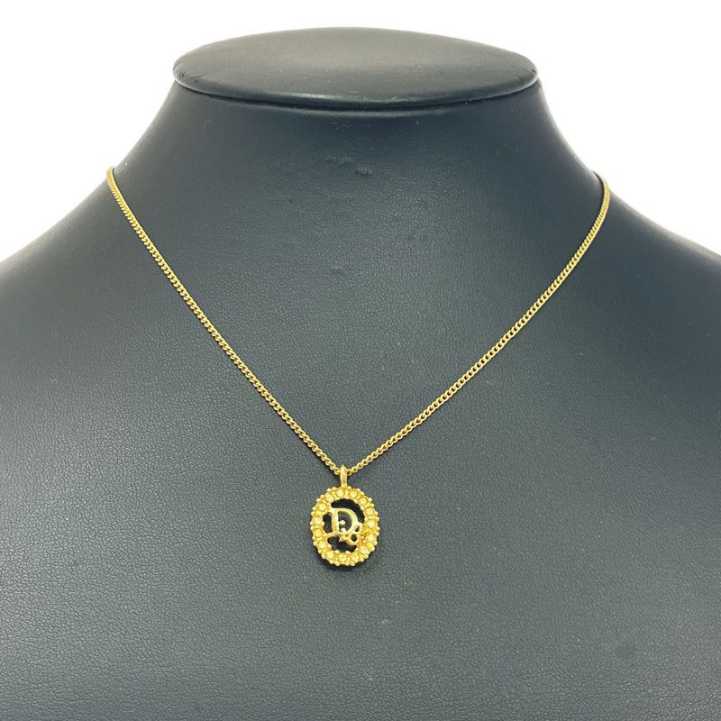 Christian Dior GP Rhinestone Oval Dior Logo Necklace Gold 459565 Necklace