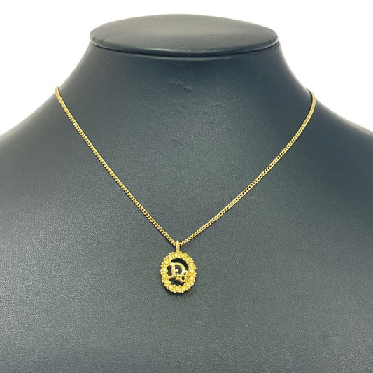 Christian Dior GP Rhinestone Oval Dior Logo Necklace Gold 459565 Necklace