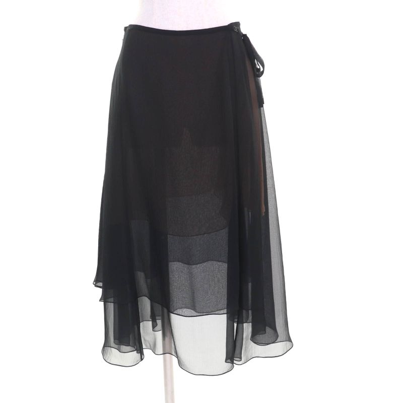 CHANEL P70007 100% Silk With Coco Hardware Side Ribbon Knee-length Chiffon