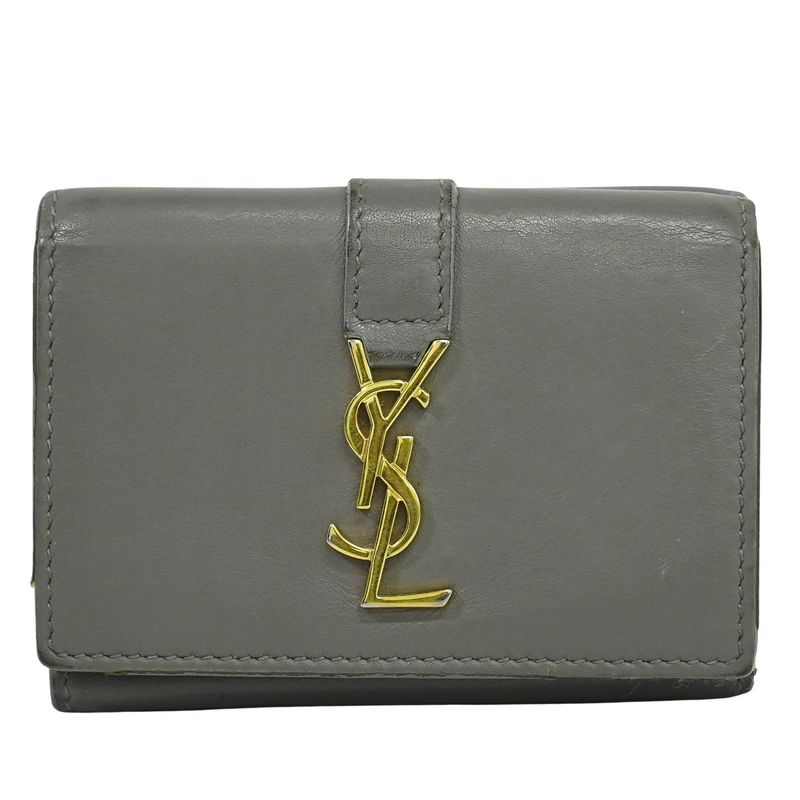 Authentic Saint Laurent Origami Tiny Trifold Fold Wallet Compact Wallet Leather