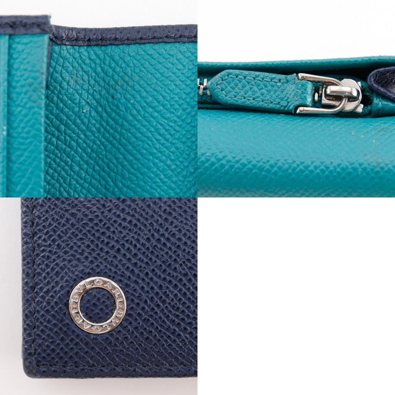 Bvlgari Leather Black/green Men's Long Wallet