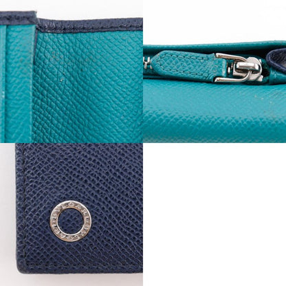 Bvlgari Leather Black/green Men's Long Wallet