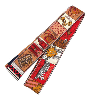 Louis Vuitton Bandeau BB Jeu de Silk Beige Multicolor Red Scarf — view 2