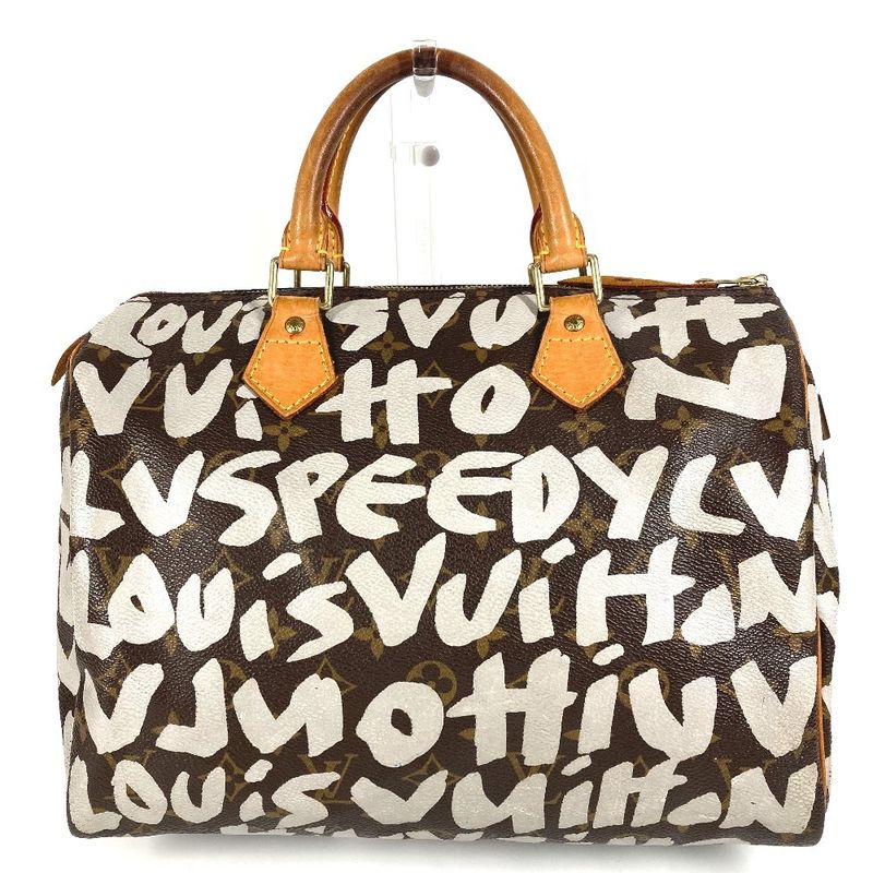 Louis Vuitton Handbag Speedy 30 M92195 Monogram Graffiti Canvas Brown