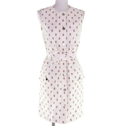 Hermes Cotton Chaine D'ancre Serie Button Belt No Sleeve Dress