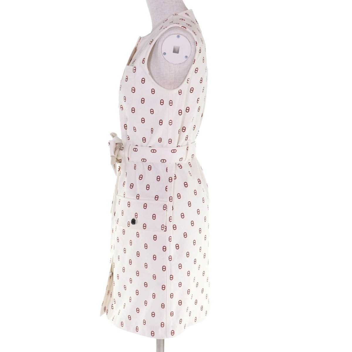 Hermes Cotton Chaine D'ancre Serie Button Belt No Sleeve Dress — view 2