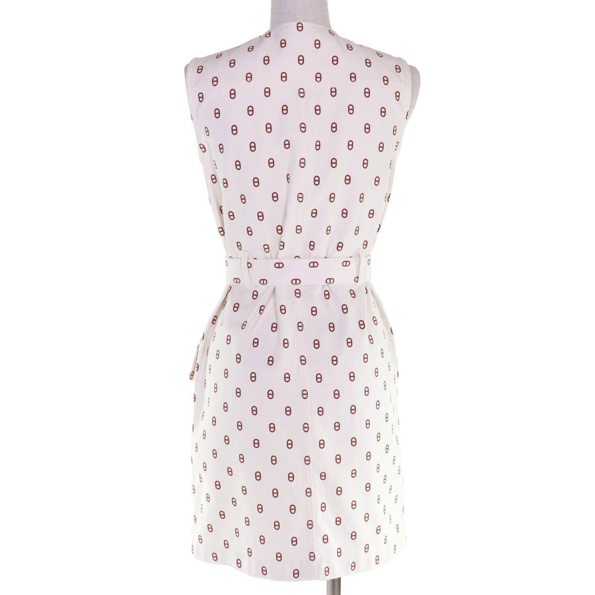 Hermes Cotton Chaine D'ancre Serie Button Belt No Sleeve Dress — view 3