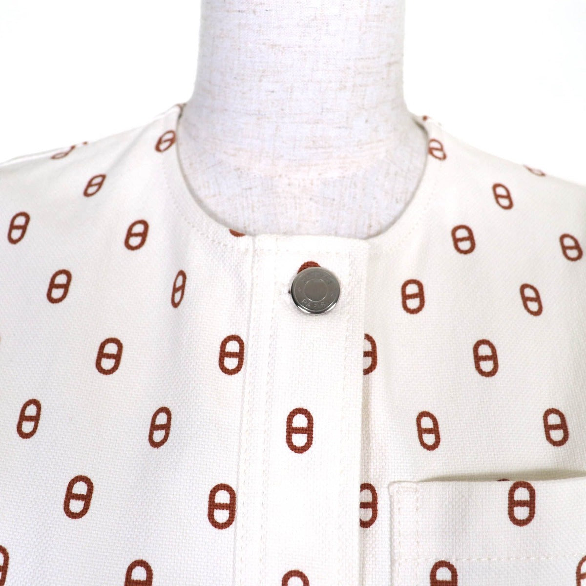 Hermes Cotton Chaine D'ancre Serie Button Belt No Sleeve Dress — view 4