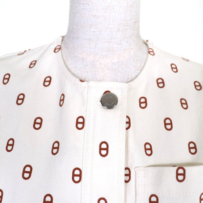 Hermes Cotton Chaine D'ancre Serie Button Belt No Sleeve Dress — view 4