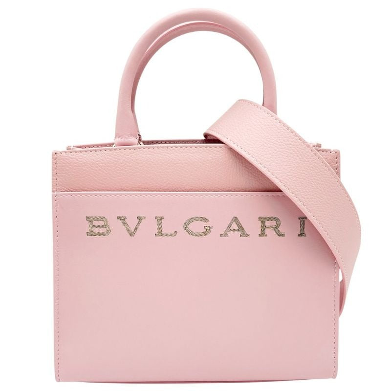 Bulgari 2-Way Logo Tote Handbag Shoulder Crossbody Bag