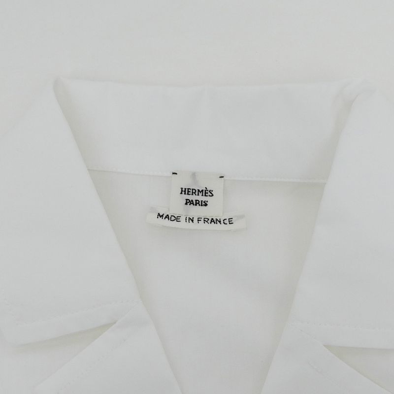 Hermes Chaine D'ancre Short Sleeve Button Shirt 36 White Chemise De