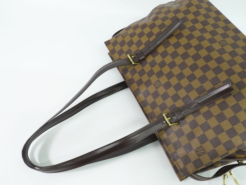 Authentic Louis Vuitton LV Chelsea Damier Ebène Shoulder Bag Tote Bag Brown