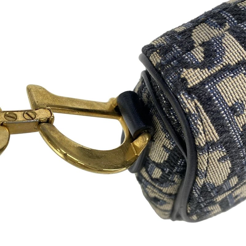 Dior/christian Dior Handbag Saddle Bagtrotter Navy And Ivory Mini Bag Leather