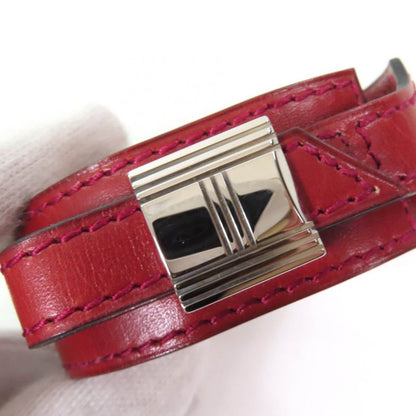 Hermes Artemis Bracelet Leather Silver Hardware Bangle Bordeaux M D Engraved