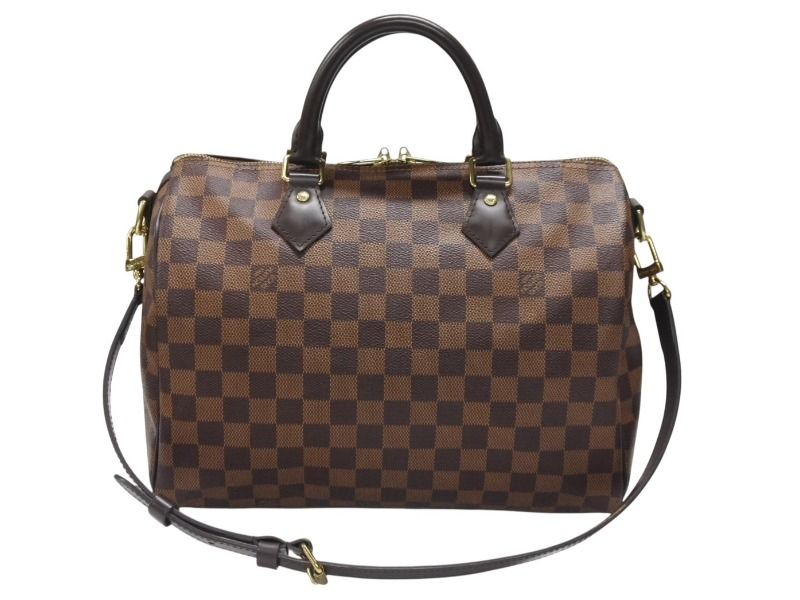 Louis Vuitton Handbag Speedy Bandouliere 30 Brown Damier Canvas Gold