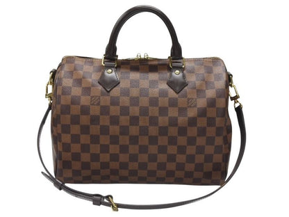 Louis Vuitton Handbag Speedy Bandouliere 30 Brown Damier Canvas Gold