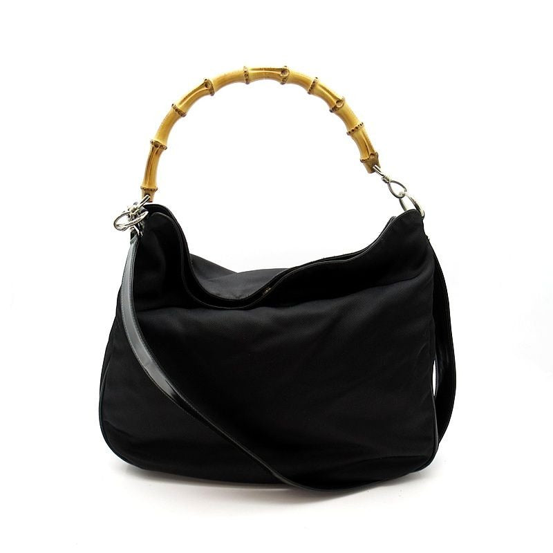 Gucci Bambu 001 Nylon Handbag Black