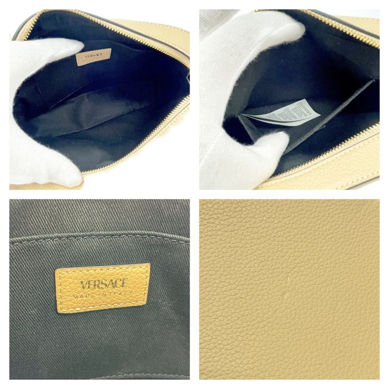 Versace Leather Virtus Chain Shoulder Bag Beige 412403 Shoulder Bag